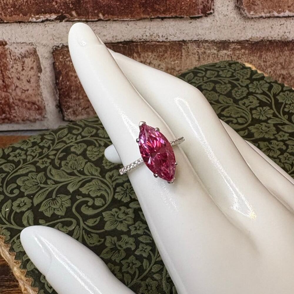 5 Carat Pink Marquis Cut Moissanite Ring 925 Sterling Silver
